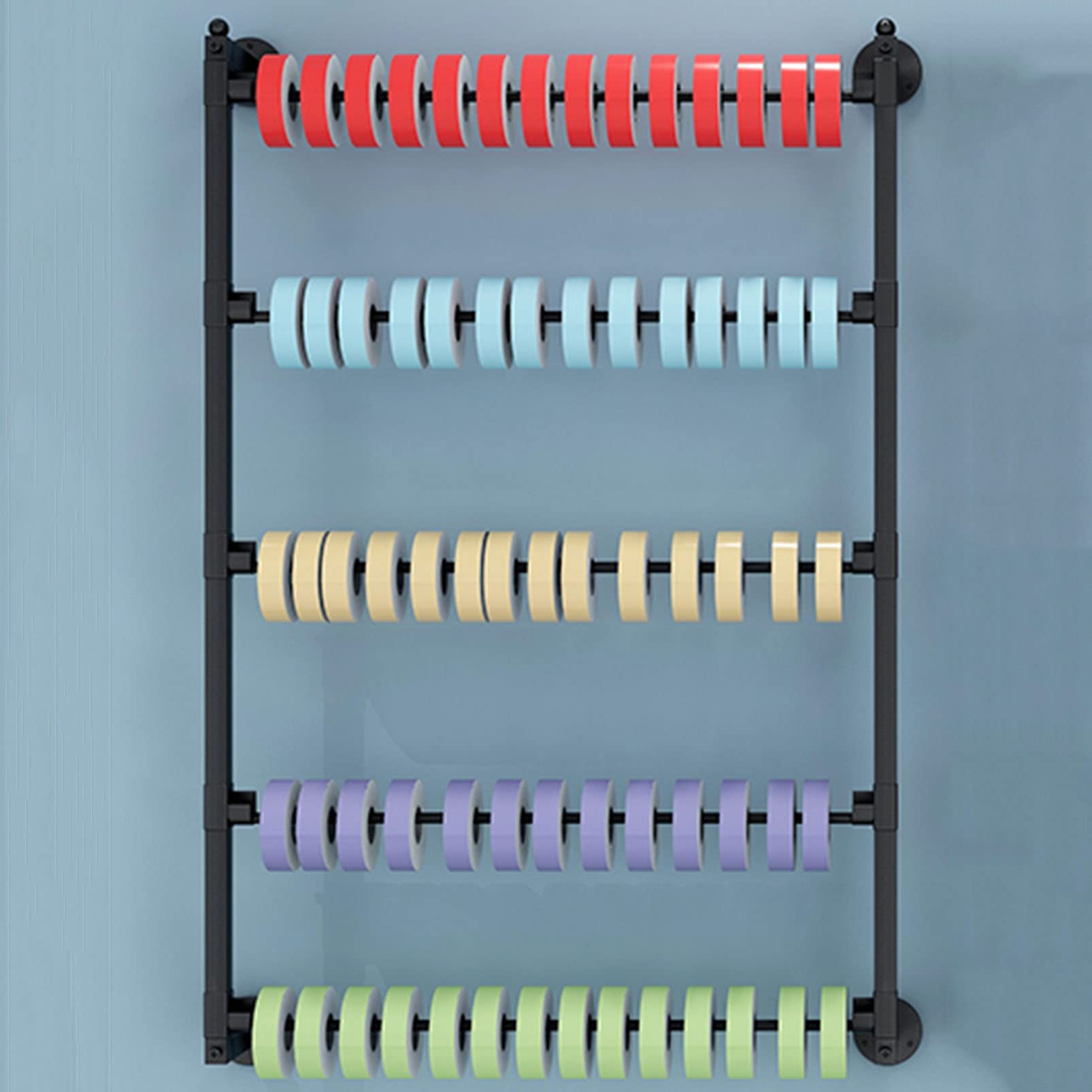 YNBSHGAA Wall Mounted Metal Scarf Holder Organizer, Flower Wrapping Paper Holder Ribbon Display Stand, Retail Garment Rack Pants Hanger Pipe Shelf, Space-Saving Towel Storage Stat,Black-70CM×75CM