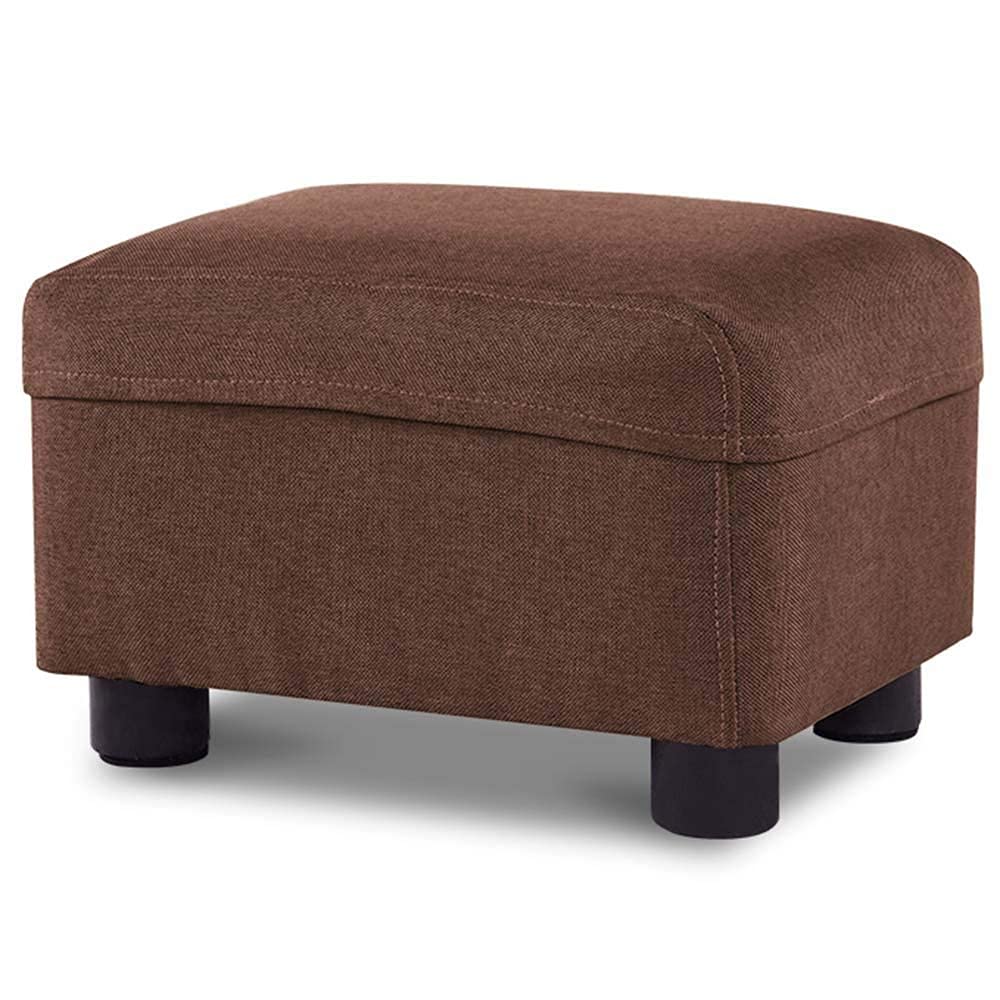 Repose-pieds ottoman home office | Petit siège en tissu de lin avec pieds bois