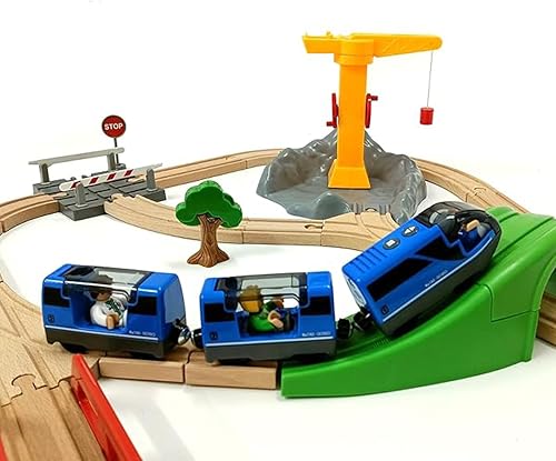 Miniatura 6 de TOPLIVING Tren motorizado para pista de madera, tren eléctrico con conexión magnética, trenes locomotoras a pilas para niños pequeños, compatible