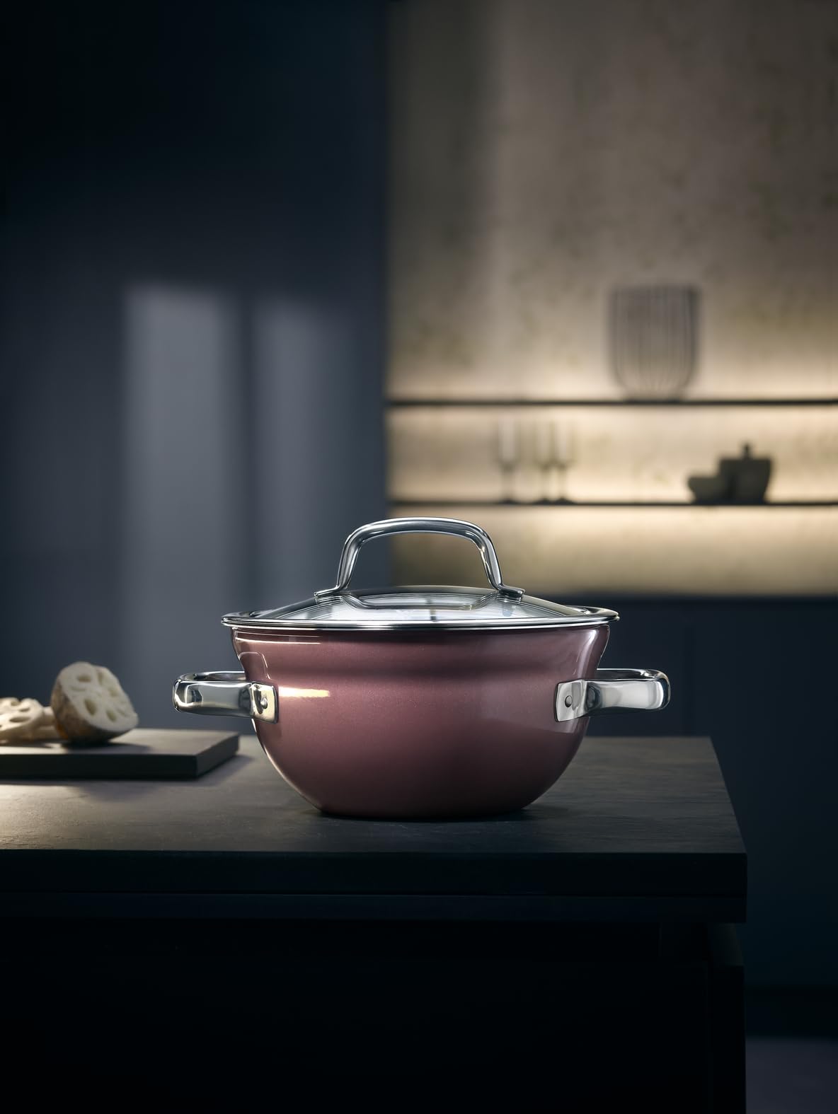 WMF Fusiontec Mineral Bol de cuisson avec couvercle en verre 20 cm, petite casserole à induction 2,3 l, céramique high-tech anti-rayures, rouge