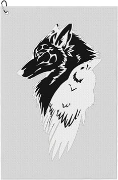 منشفة جولف من الألياف الدقيقة Viking Norse Wolf Raven Rune، نمط وافل 16x24 مع مشبك حلقة تسلق، مناشف كرة جولف كبيرة ثلاثية الطي، إكسسوارات حقيبة الجولف للرجال والنساء، هدية الجولف
