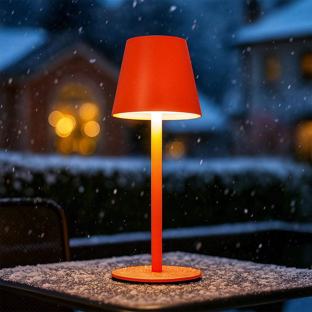 Außenleuchte Tischlampe Akku Tischleuchte Touchdimmer Flaschenaufsatz CCT, orange, USB-C, LED 3W 200Lm warm-kaltweiß, DxH 11,5x36 cm