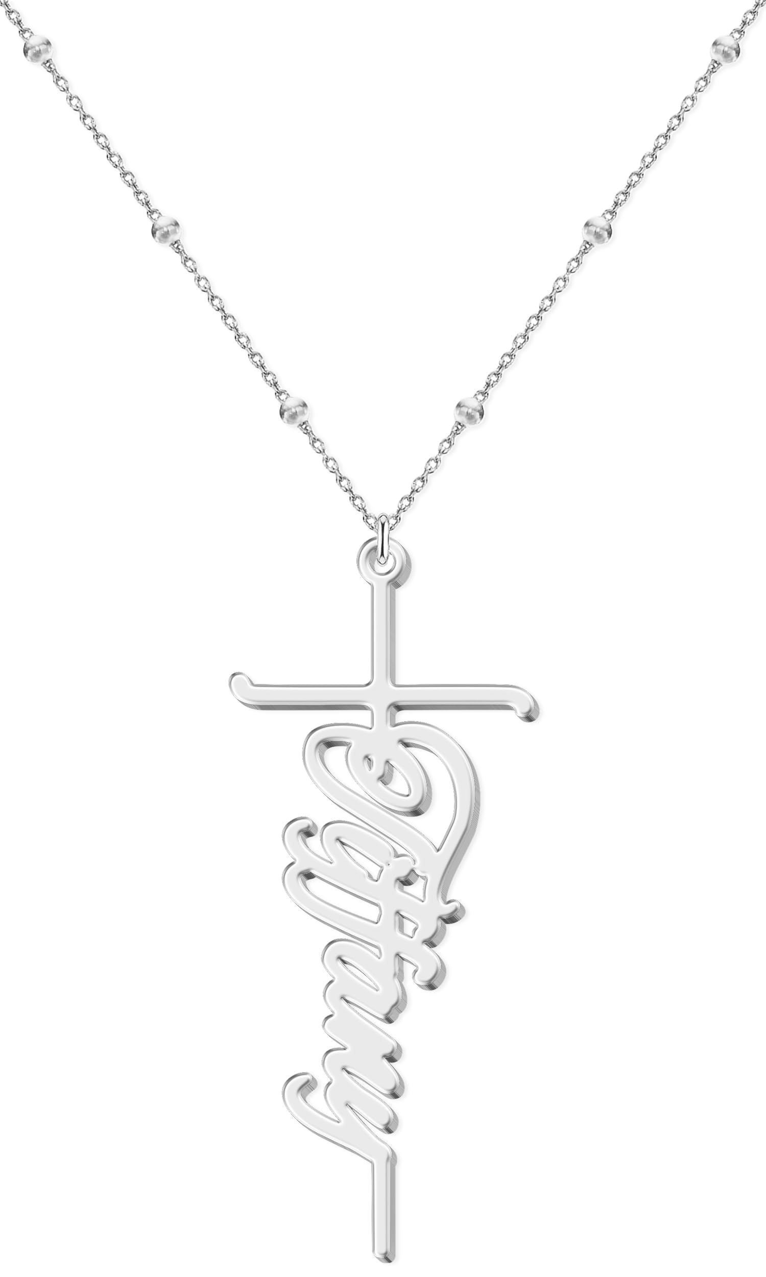 Custom Name Necklace - 925 Sterling Silver &amp; 316 Stainless Steel, 14 Fonts &amp; Multi-Language Options, 4 Colors, 5 Chain Styles, Personalized Gift with Premium Box