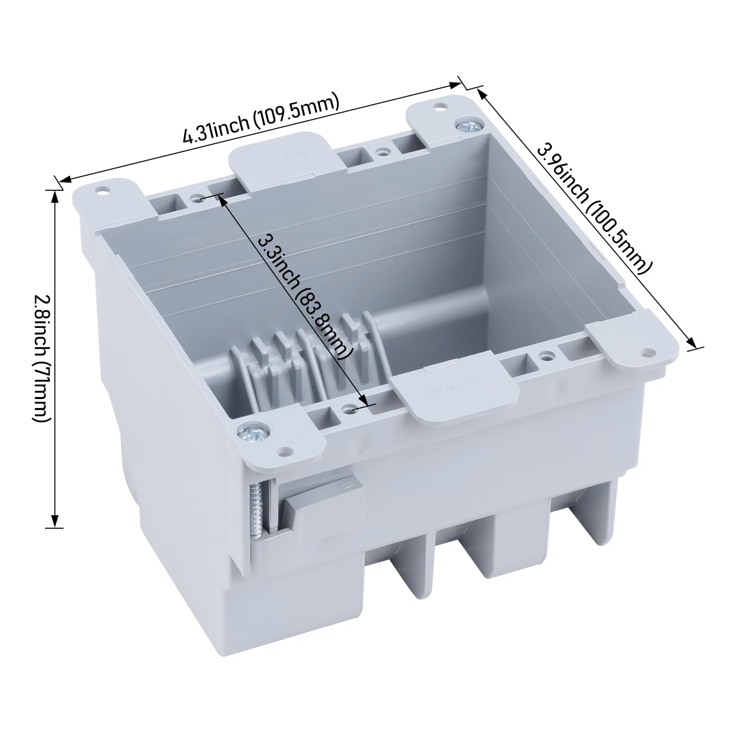 LEONLITE 12 Pack 2 Gang Old Work Electrical Outlet Box, Two Gang Ultra-deep 25 Cubic Inch Device Box, PVC Electrical Junction Box for Switch, GFCI, Duplex Receptacle, Outlet Box, ETL Listed, Gray