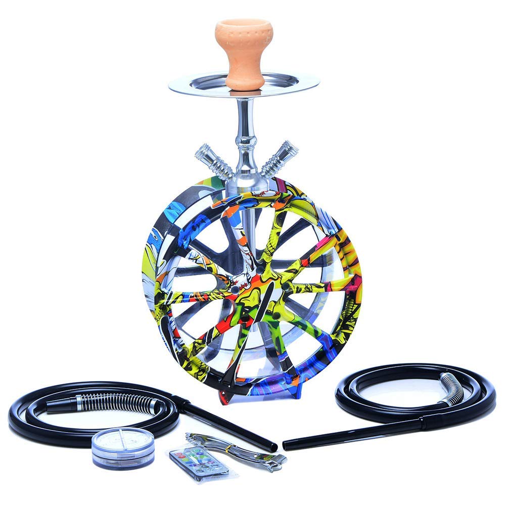 Narghilè Shisha LED Narghilè Grande Fumo, Set Completo di Narghilè Premium Set Completo di Narghilè con 2 Tubi in Silicone