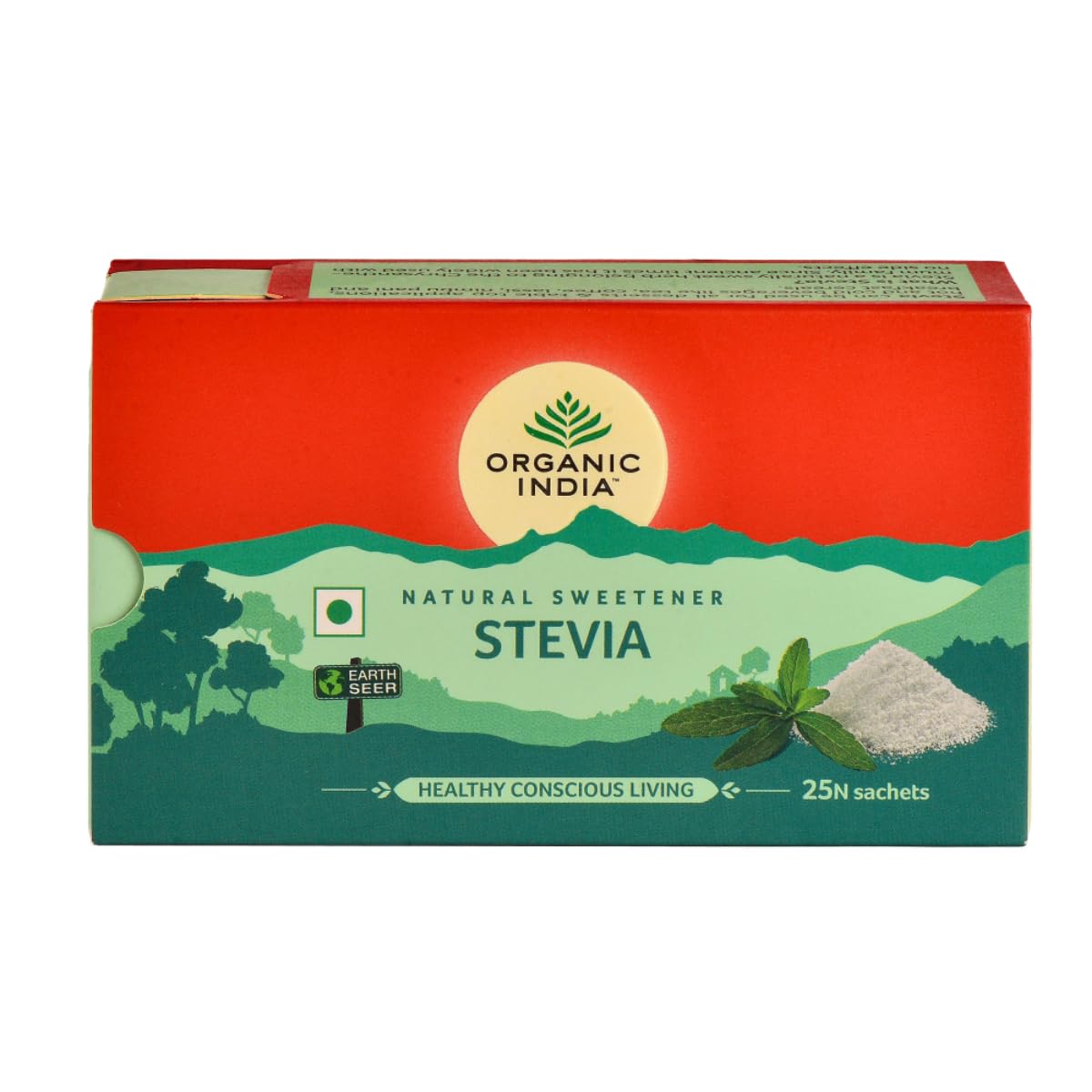 A TATA Product – Organic India Stevia Powder – 25 Sachets | Plant-Based Natural Sweetener | Zero Calories | Sugar-Free | Low Glycemic Index