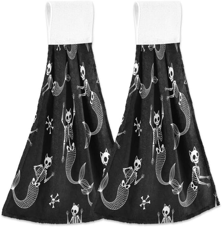 Christmas Nutcracker Floral Kitchen Hanging Towels with Loop 2PCS Soft Super Absorbent Hand Tie Dish Drying Fingertip Towel for Bathroom Guestroom Laundry