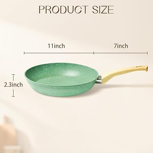 Miniatura 3 de Innerwell - Sartén antiadherente de 11 pulgadas, de aluminio, mango ergonómico, no tóxica, segura, saludable, fácil de limpiar, adecuada para todas