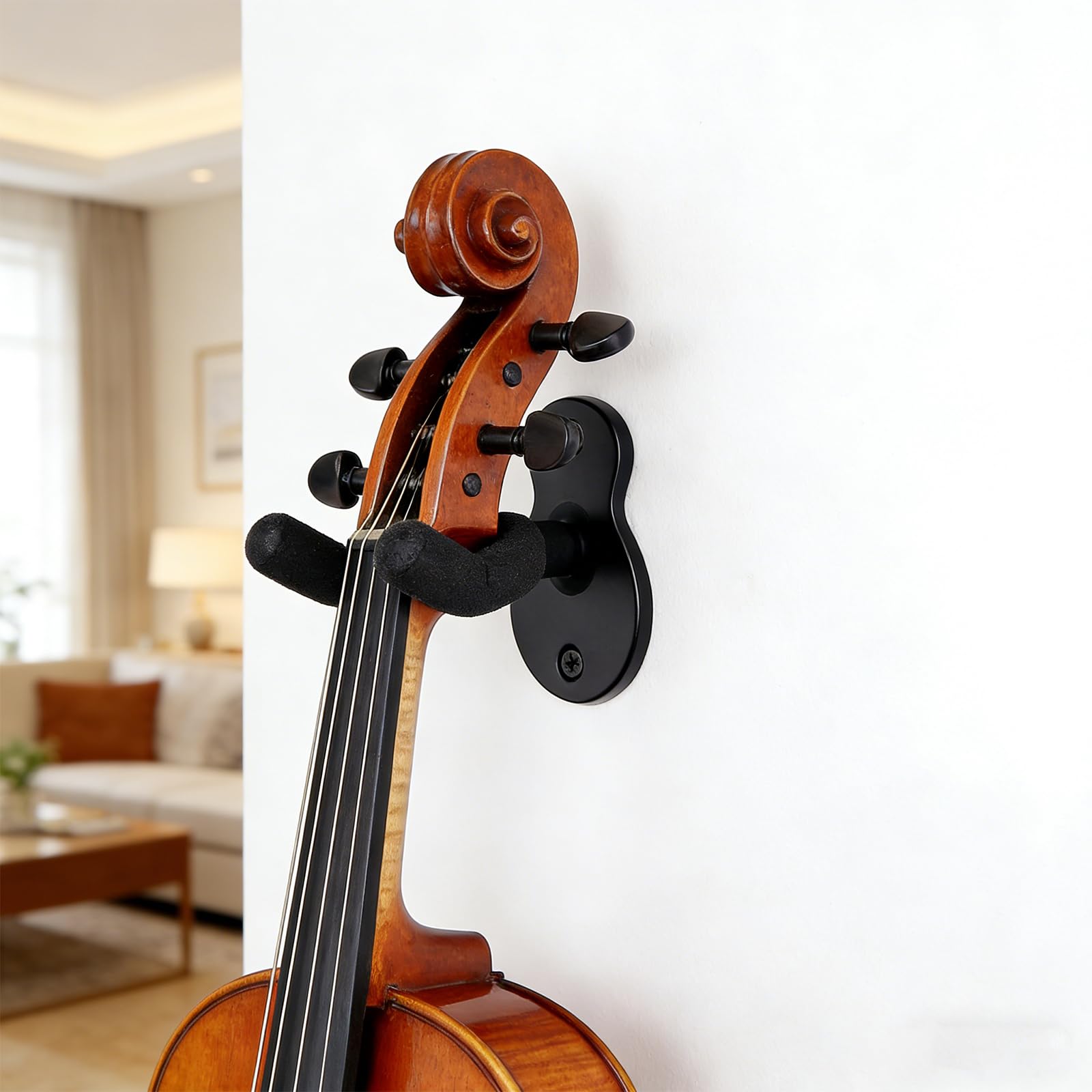 Ncheli Gitarrenhalterung Wand 2er Set, Gitarrenständer Wand Metall mit EVA Polsterung Kratzschutz, Wandaufhängung für Akustik E-Gitarre Bass Ukulele, inkl. Schrauben und Dübel