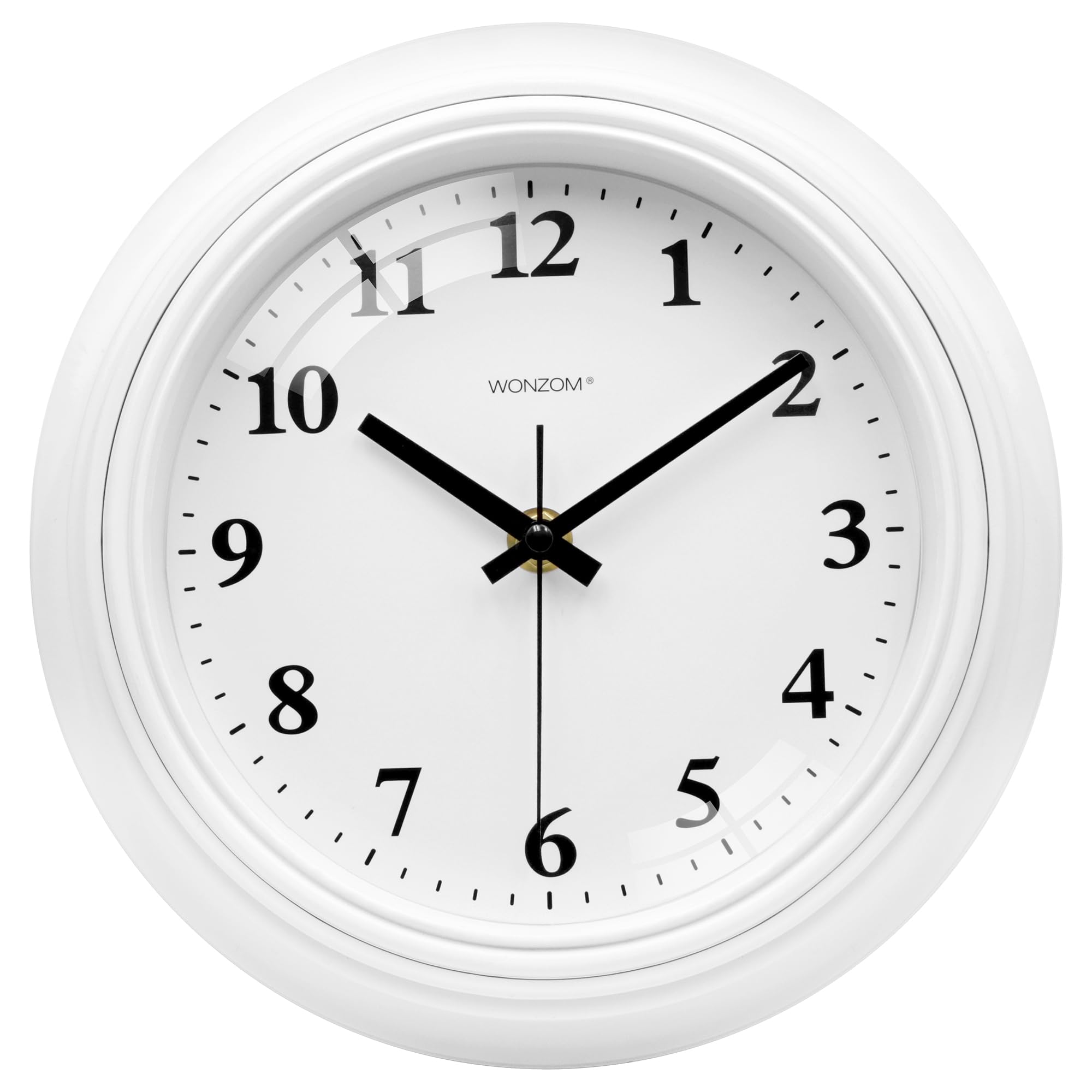 WONZOM Wall Clock, Small 8.5 Inch Modern White Clock, Silent Non