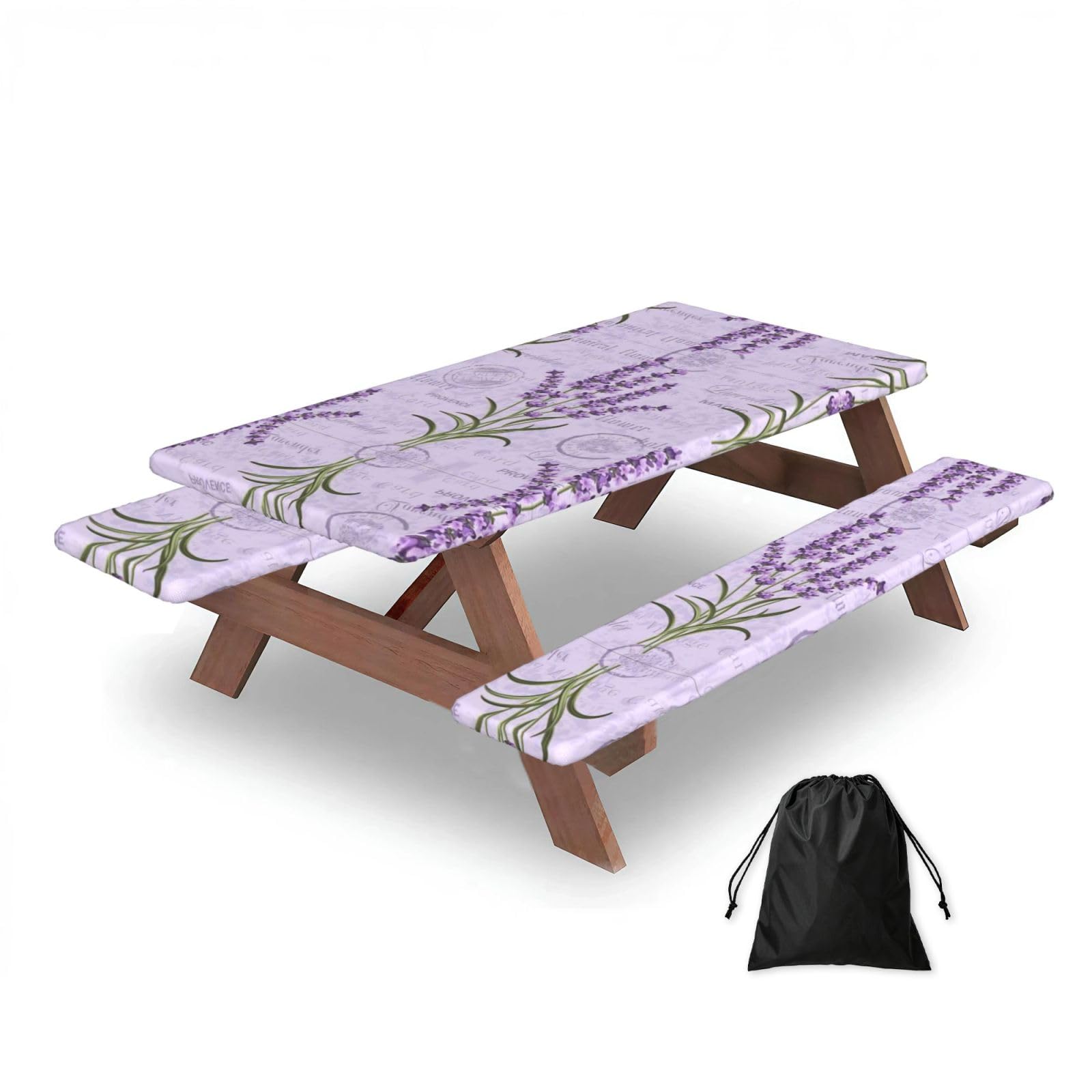 Lavender Stamp Rectangular water-repellent picnic tablecloths, outdoor camping, picnic, BBQ