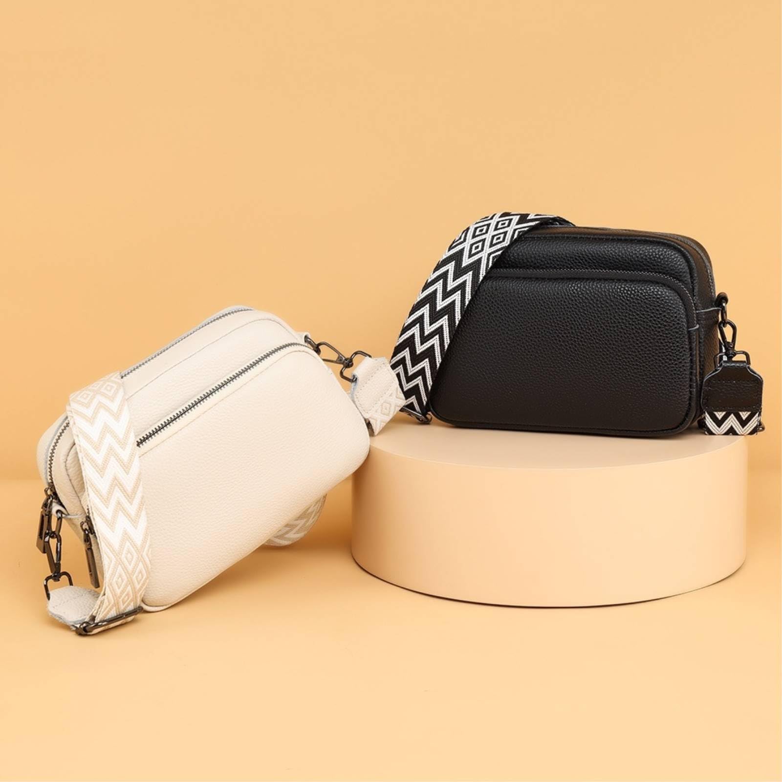 Borsa A Tracolla Crossbody Quadrata Colore Solido con Cinturina Larga