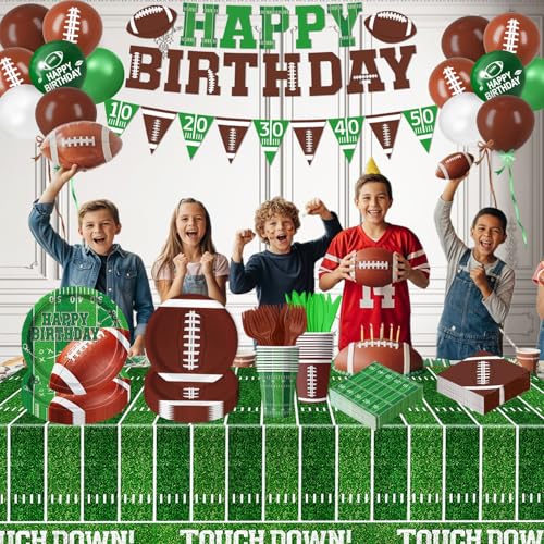 Football Birthday Party Decorations Includes Plates, Napkins, Cups, Banner, Balloons, Touchdown Tablecloth for Football Gameday Tailgate Decorations, Serves 24 - Image 7