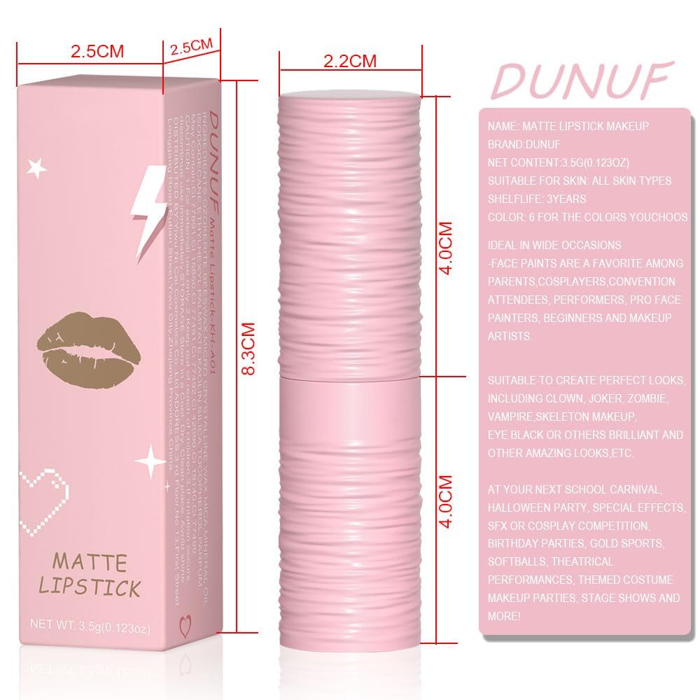 Lápiz labial mate para festival, tinte de labios blanco, brillo de labios en barra de pintura facial sedoso de alto pigmento, terciopelo suave, impermeable, blanco, negro, verde, azul, brillo 7