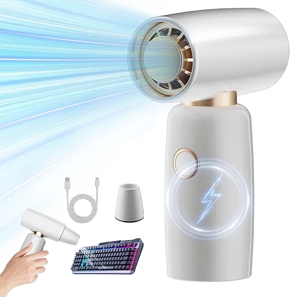 Compressed Air Duster, Mini Blower, Cordless Electric Air Blower with 4 Gear Adjustable, 150000 RPM Cleaning, 7500 mAh Rechargeable Battery, New-Gen Jet Dry Blower for Computer Keyboards Cleaning
