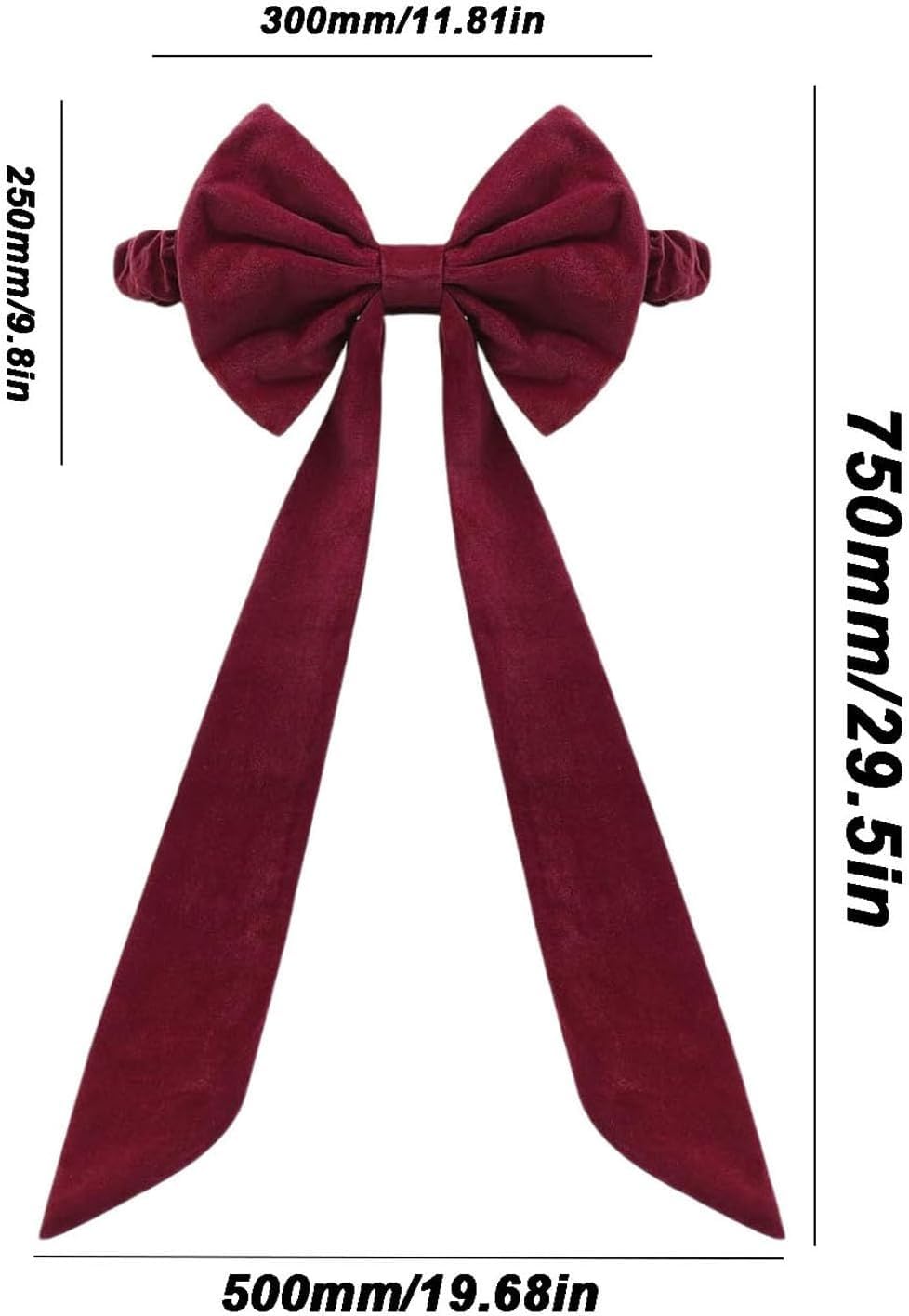 Fiocchi Natalizi per sedie, Fasce in Velluto Rosso con Elastico per Decorazioni di Matrimoni, Feste e Banchetti, coprisedie in Velluto Bordeaux da 30 x 75 cm per Decorazioni di Eventi festiv
