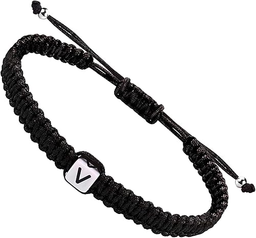 Miniatura 109 de Initial Bracelets for Couples Women Men Initial Charm Handmade Rope Braided Letter Bracelet for Teens Adjustable Jewelry Father's Day Gifts for Him