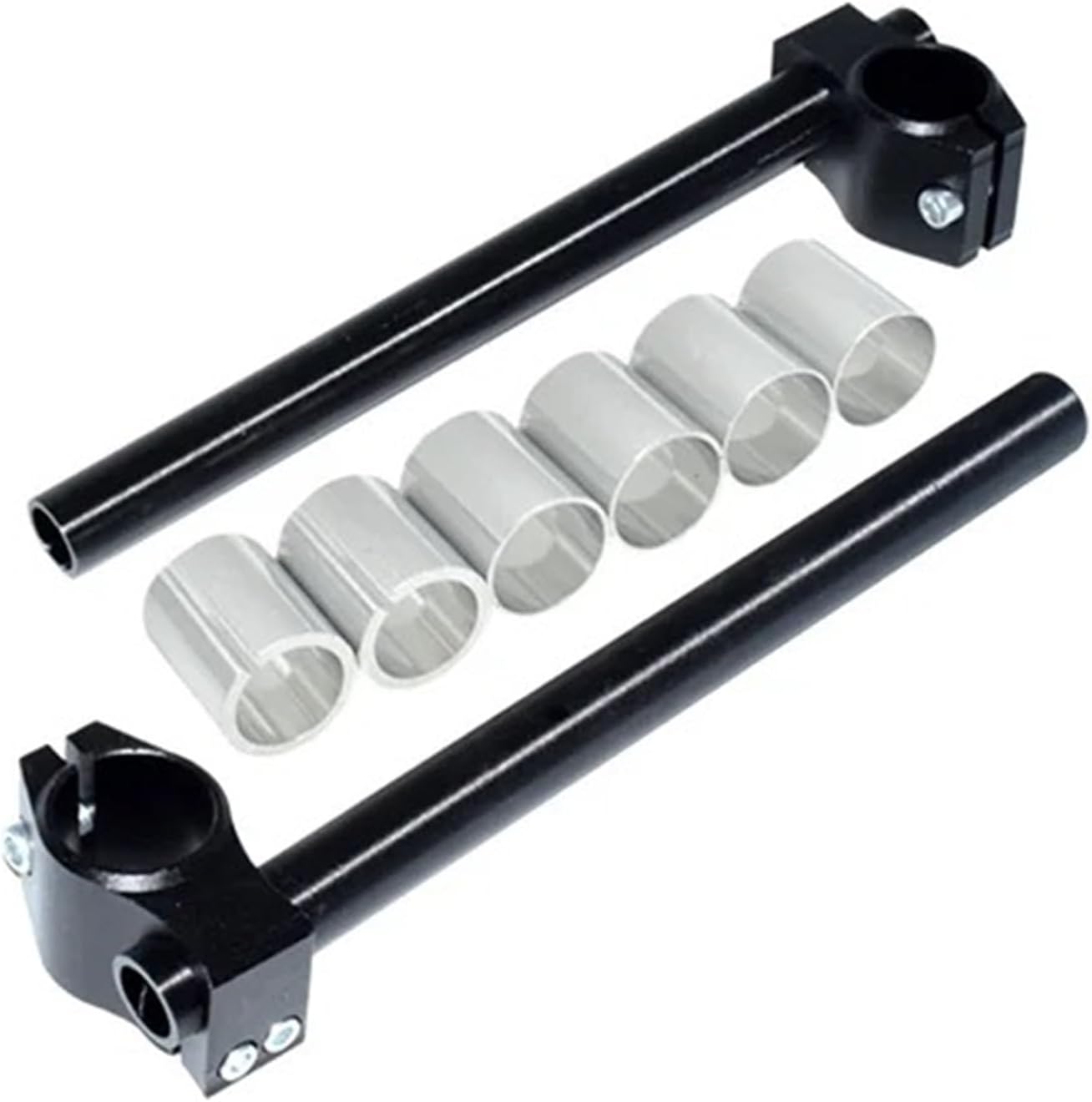Motorcycle CNC Handlebar Adjustable 24-31MM Clip On Fork Handle Bar Motorcycle Mid Handlebars(Black)
