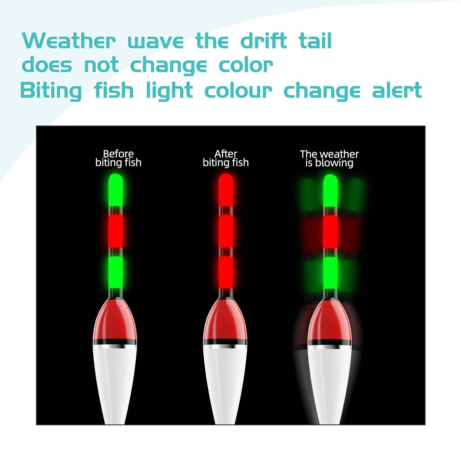 3 galleggianti a LED per la Pesca con indicatori di abboccata,Indicatori di abboccata per la Pesca, Set di Attrezzatura da Pesca, Indicatori di abboccata Swinger, Pesca con Galleggiante