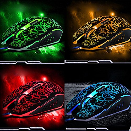 Mouse da Gioco Cablato Mouse Ottico Silenzioso per Giocatori di Fascia Alta, da Gioco Ultrapreciso, Design Ergonomico 130x71x43mm, Plug and Play (Come mostrato)