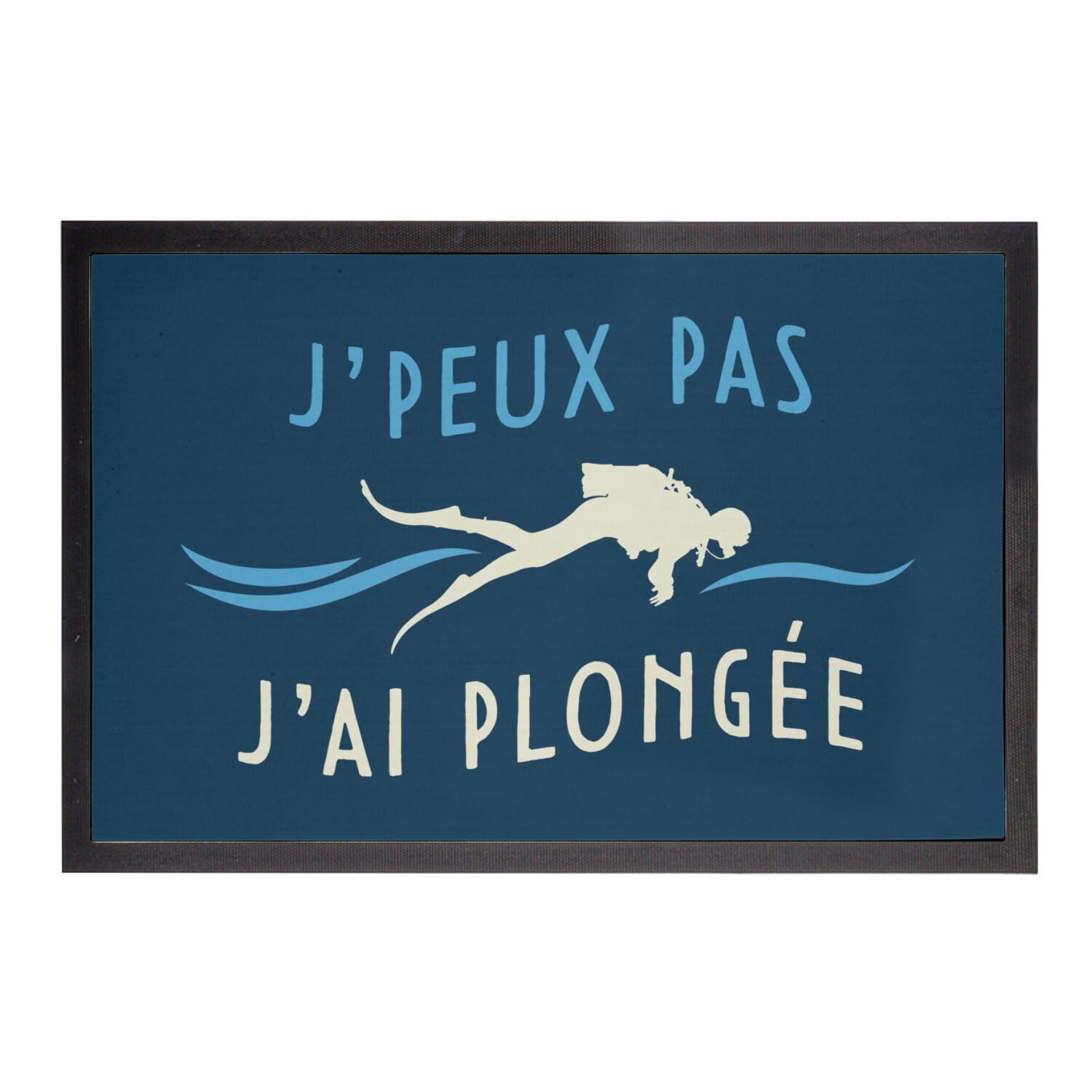 Paillasson bleu plongée sous marine 60x40 cm idéal pour une entrée bord de mer