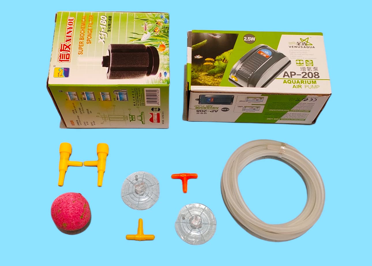 SD- Aquarium Filter and Pump Combo, XY 180 Spong Filter, VS 208 AIR Pump, and Pump KIT 2 Aquarium Tool (Small) (B09FLD8G2C) Amazon Price History, Amazon Price Tracker