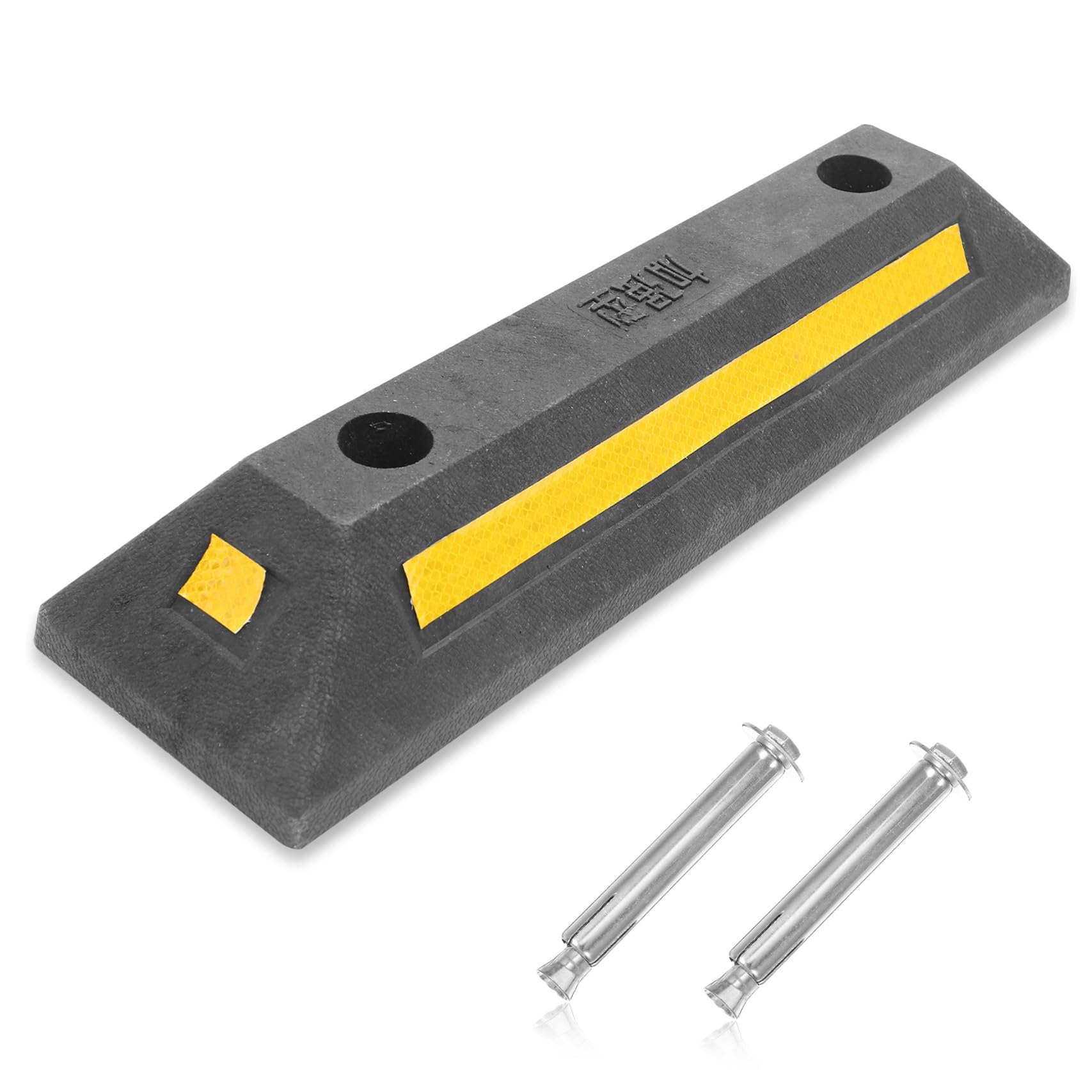 GANAZONO Tope De Estacionamiento De Caucho Resistente 480x130x80 Mm Cinta Reflectante para Garaje y Aparcamiento Urbano Seguridad Vehículos Domésticos