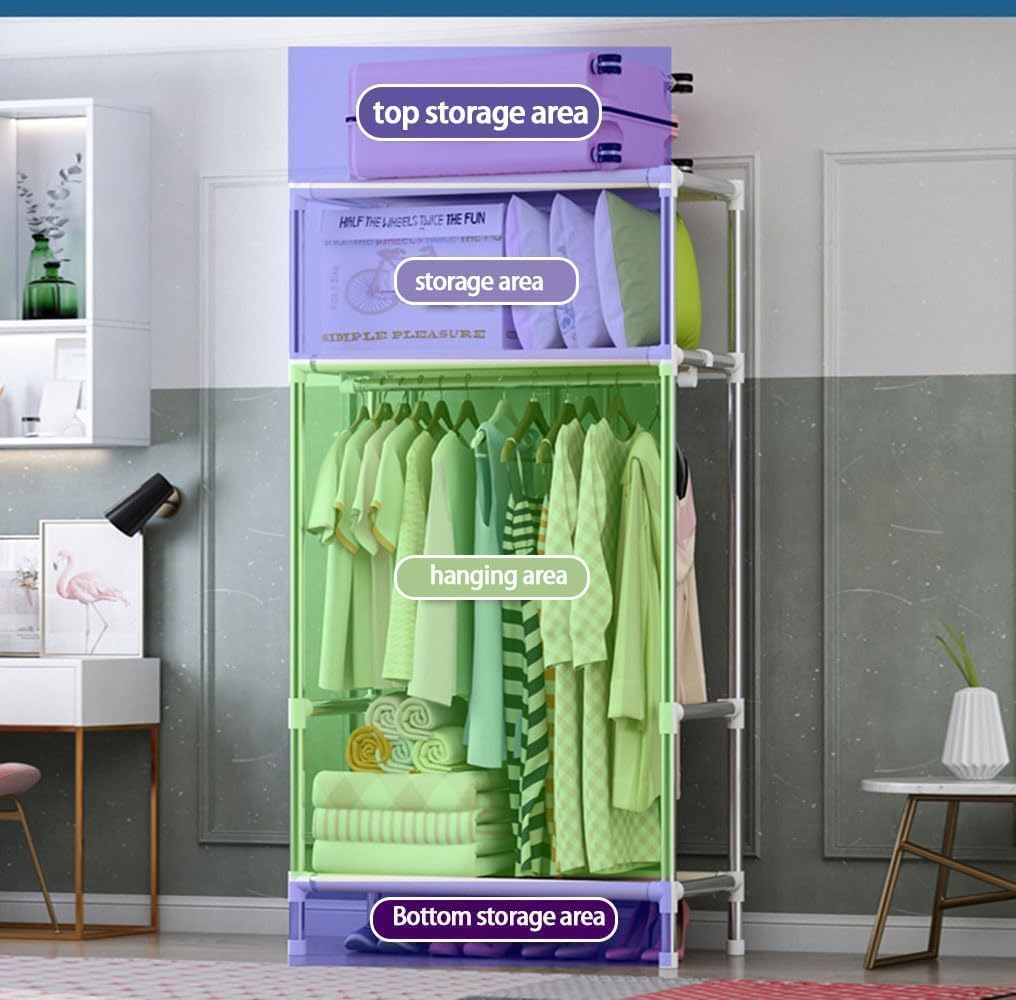 Armario Plegable de Acero Inoxidable, Armario for Dormitorio, Armario extraíble, Armario portátil Colgante