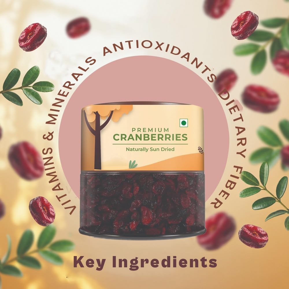 CrustNotch Cranberries | Finest Variety of Berries| High in Antioxidants, Dietary Fiber & Gluten-Free | Immunity Booster | Healthy & Delicious Sweet Berries - 250GM - Image 5 thumbnail