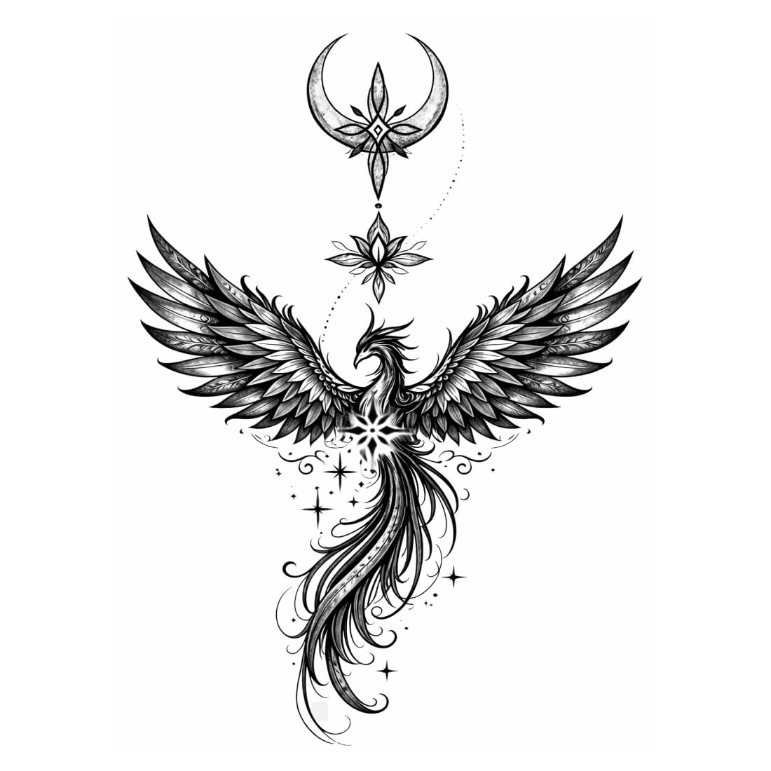 Phoenix With Star Louts Art Temporary Tattoo Sticker For Male And Female Tattoo Sticker Body Art-image-35