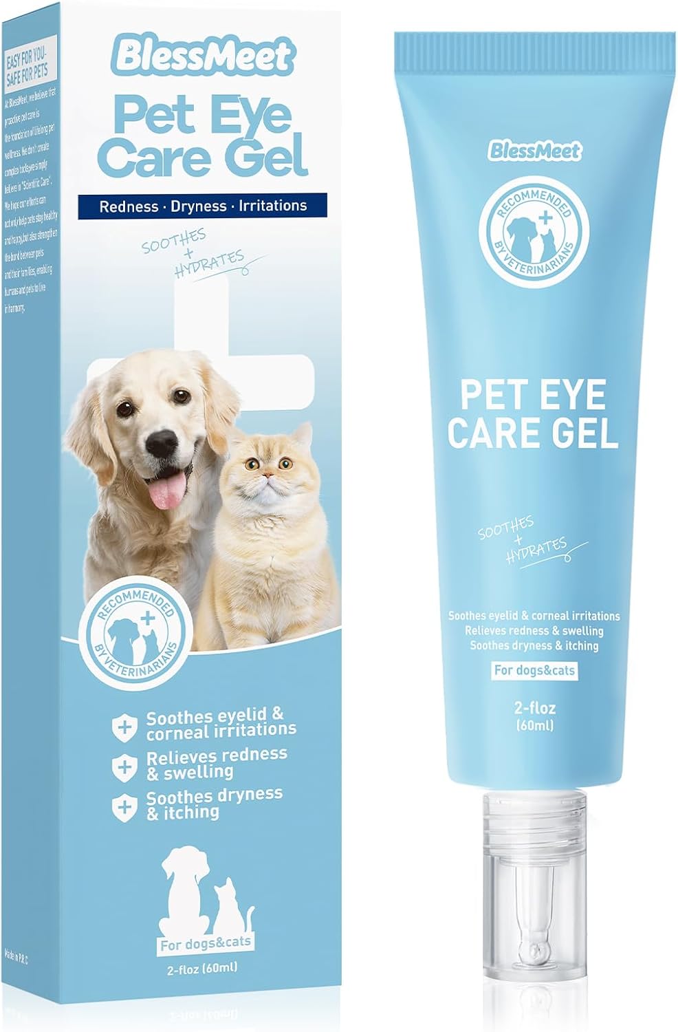 Dog Eye Gel, Dog Eye Drops Wash for Dogs and Cats,Vet-Recommended to Soothe Pet Eye Irritations,Eye Infections & Allergies. Relieve Dry Eyes and Pink Eyes, Pet Tear Stain Remover. 2 Ounces