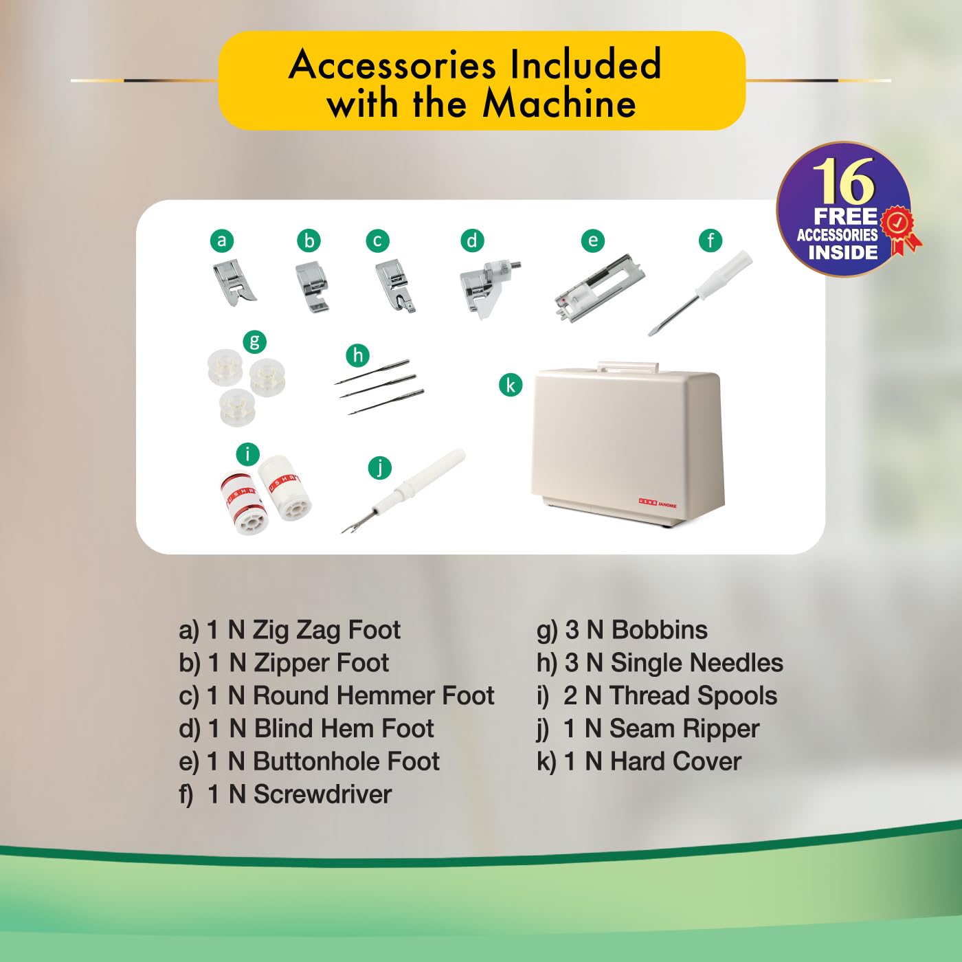 USHA Janome Wonder Stitch Electric Sewing Machine With Hard Cover, Multicolour 4