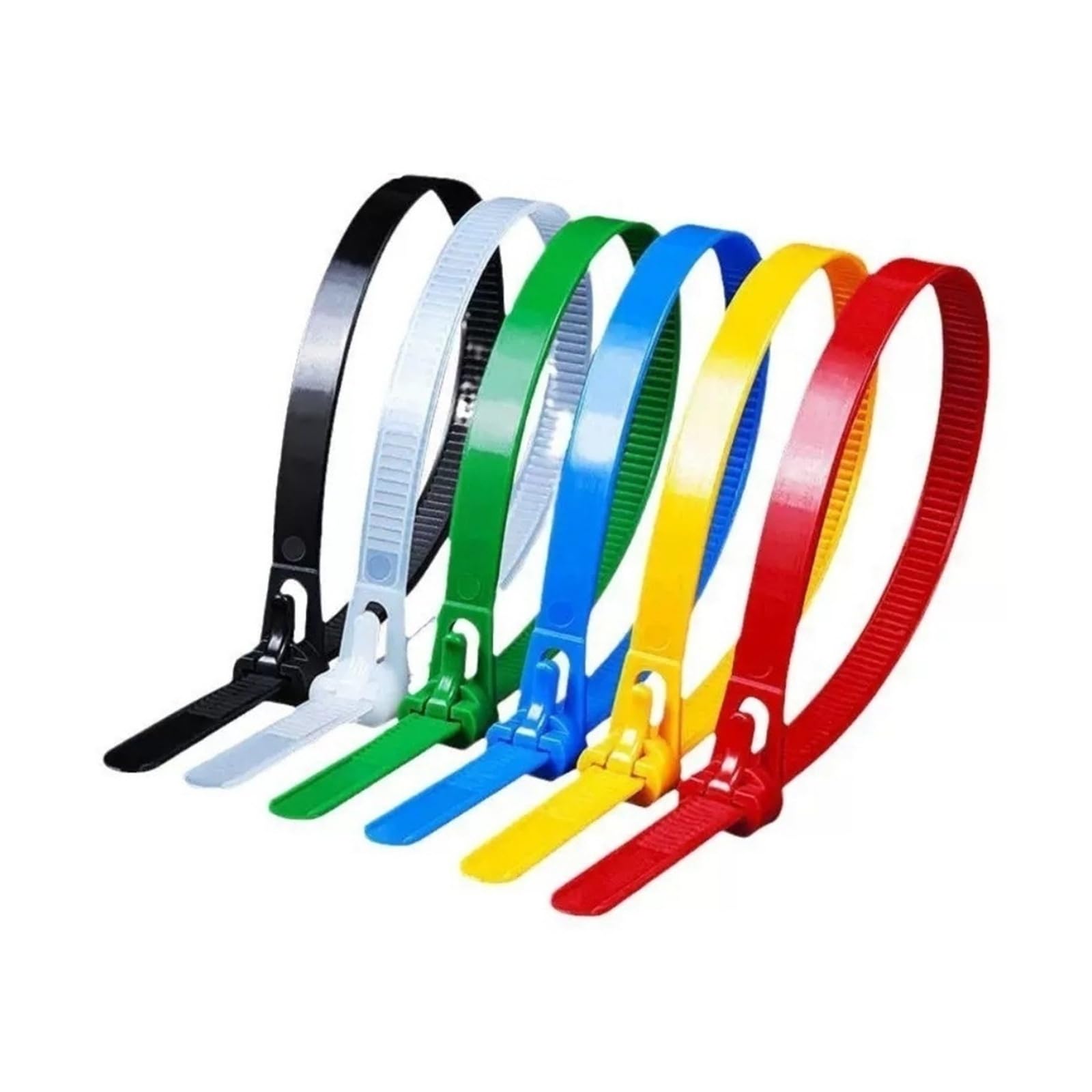 Fascette riutilizzabili con pulsante di rilascio | Fascette in nylon misto bianco e nero - Cinghie slipknot staccabili per casa, ufficio e officina (colorate, 200 pezzi)