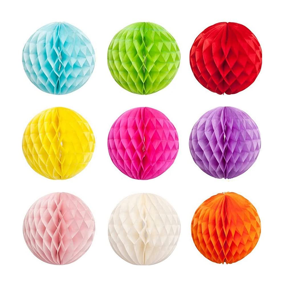 Rozi Decoration Beautiful Honeycomb Party Decorations (Pack of 6 Pcs, Multicolore) - Hanging Decor for Wedding, Birthday, Baby Shower & More - Paper Balls with Loop String