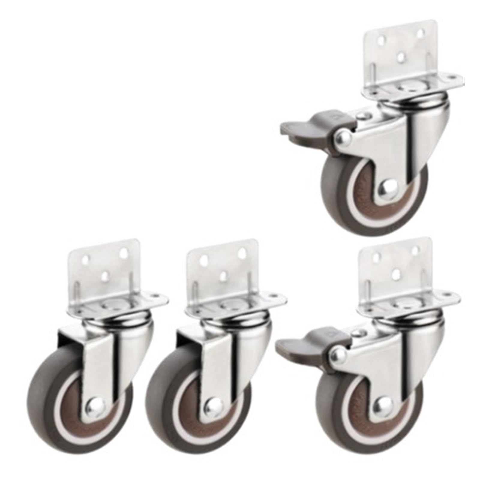 MXXDMOPD 4 Pieces/Batch Flower Stand Wheel L-Shaped Plywood 2-inch Pulley Table Caster Silent 1-inch Steering with Brake(2-inch-b)