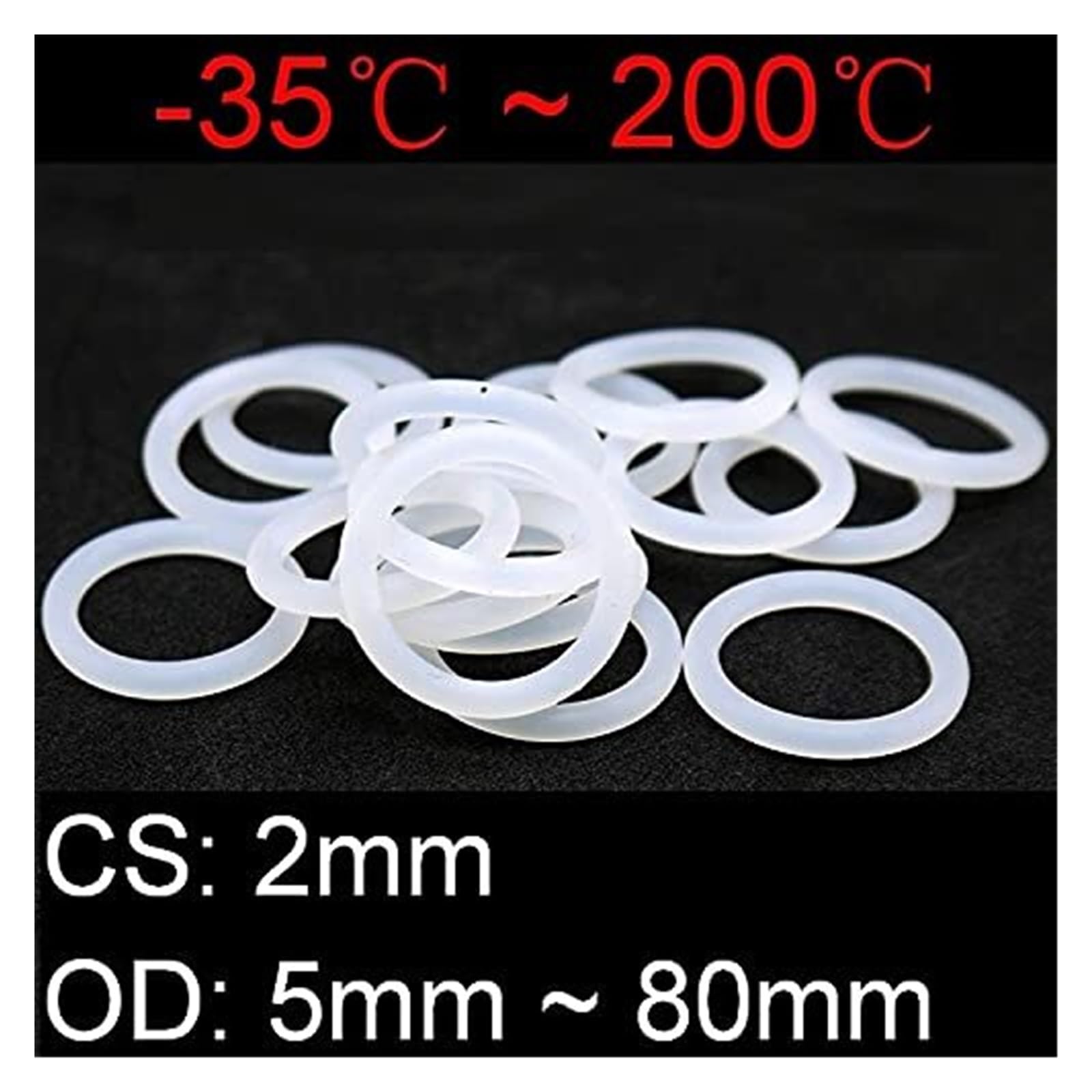 Silikonowe pierścienie uszczelniające O-ringi Uszczelka silikonowa Pierścień O-ring Biały 12 szt. 50 OD 5-80 mm CS 2(50pcs,OD 60mm CS 2mm)