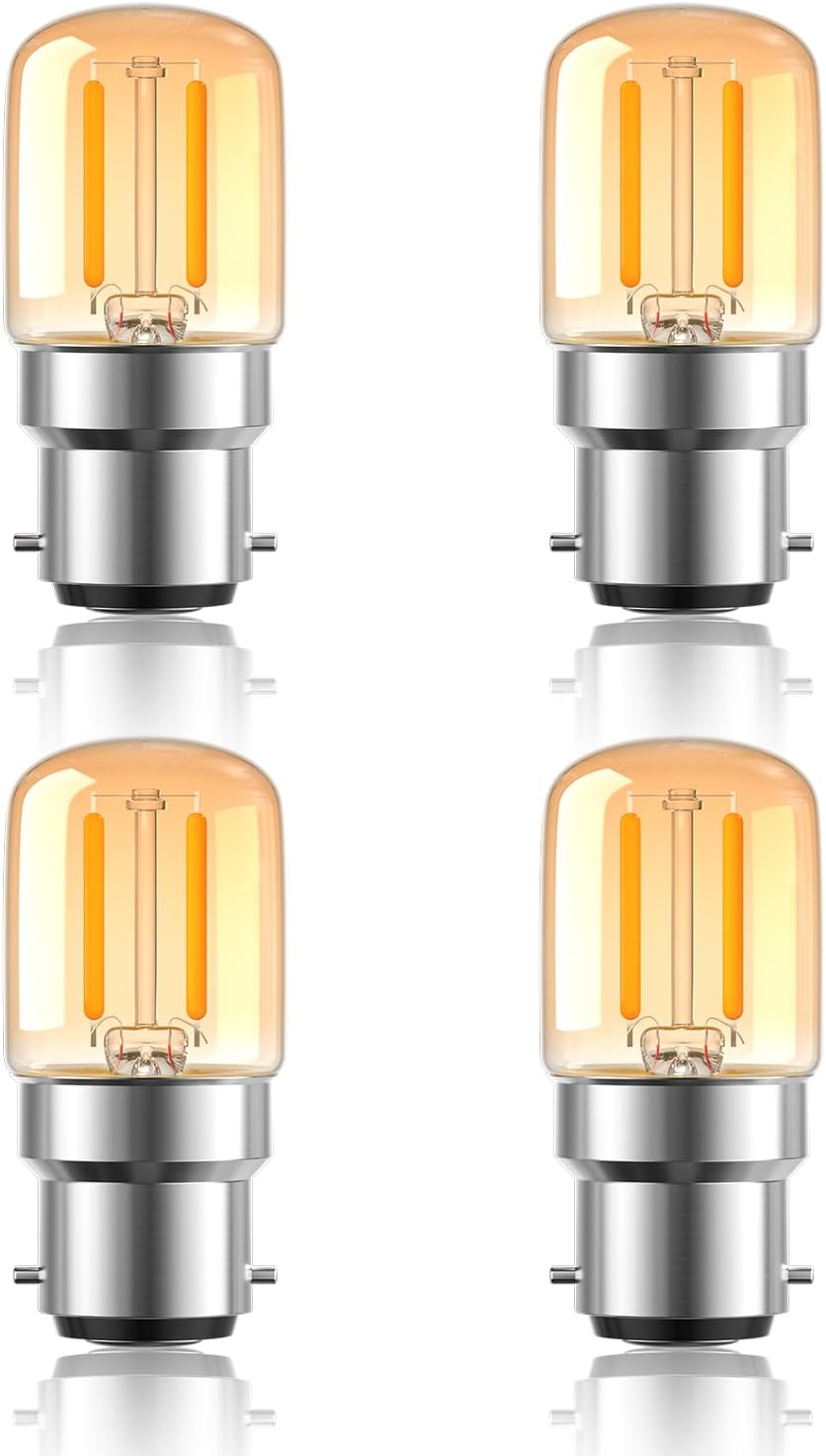 Lamptobe Bayonet LED Light Bulbs 2W B22 Night Light Bulb, Low Watt Light Bulbs Equivalent 15 Watt, Bayonet Light Bulb for Sewing Machine, Appliance Lamps, Night Light, 2700K Warm White, 4 Pack