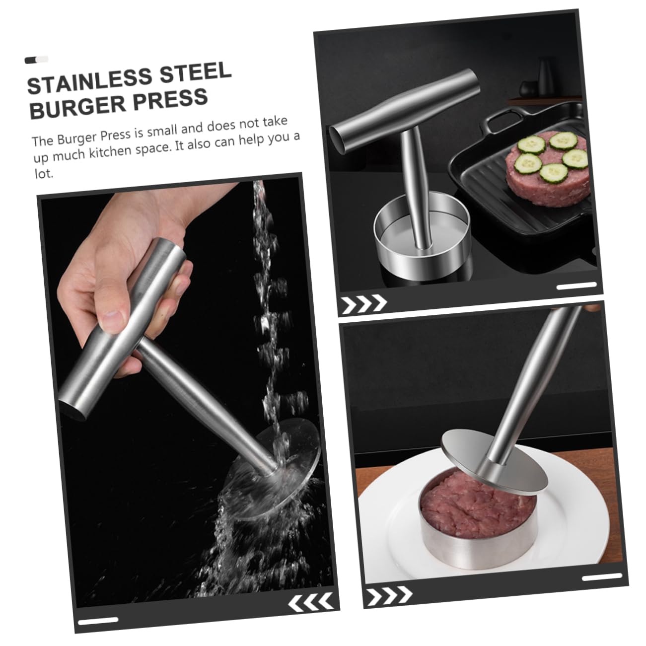 Mipcase Burger Press for Griddle Durable Meat Smasher with Non Stick Surface Ergonomic Handle for Easy Patty Making Essential Kitchen Gadget for BBQ and Grilling