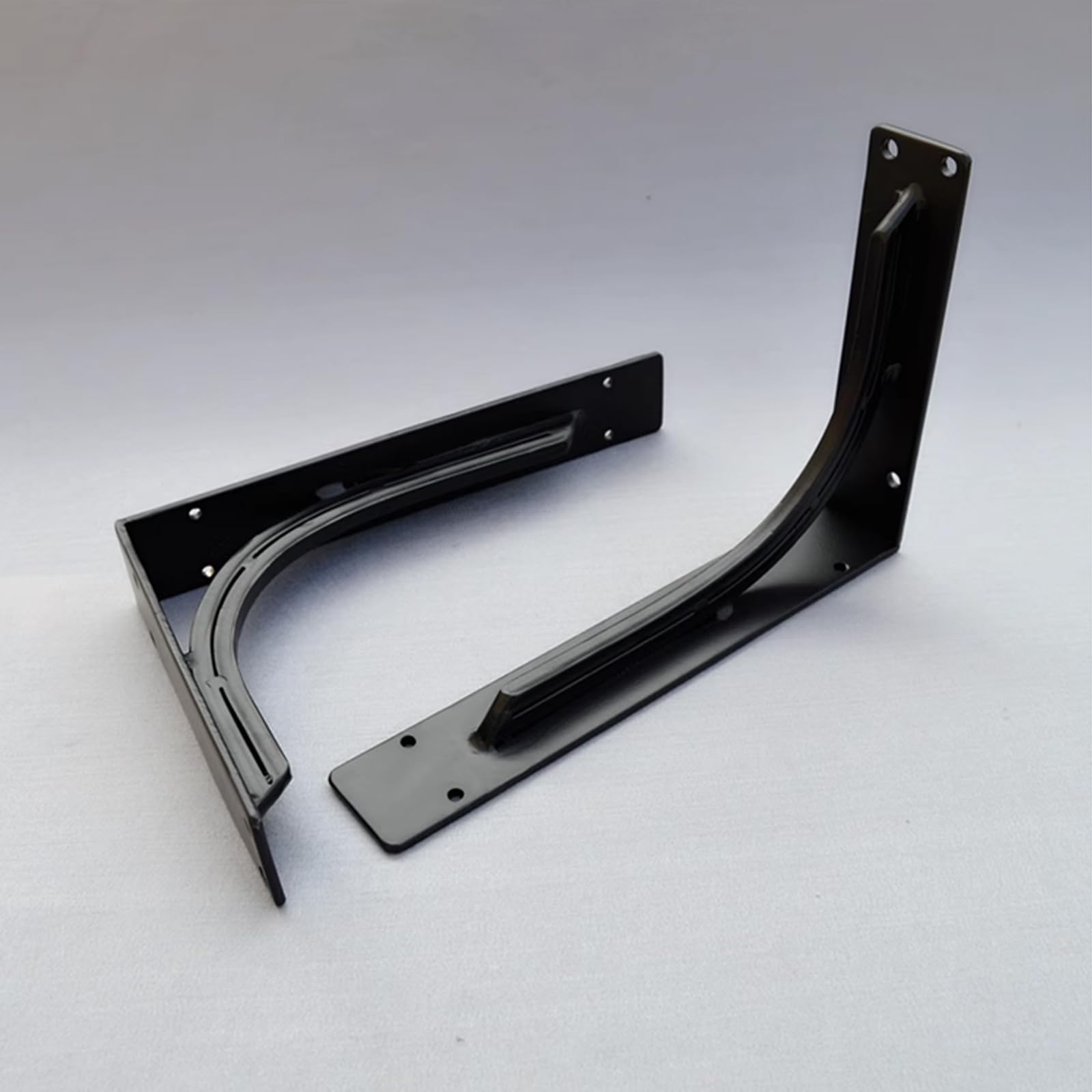 Soportes para estantes resistentes, soportes para estanterías flotantes montados en la pared, soportes triangulares de metal con ángulo de 90 grados para cocina, sala de estar, negro, paquete de 2 (9
