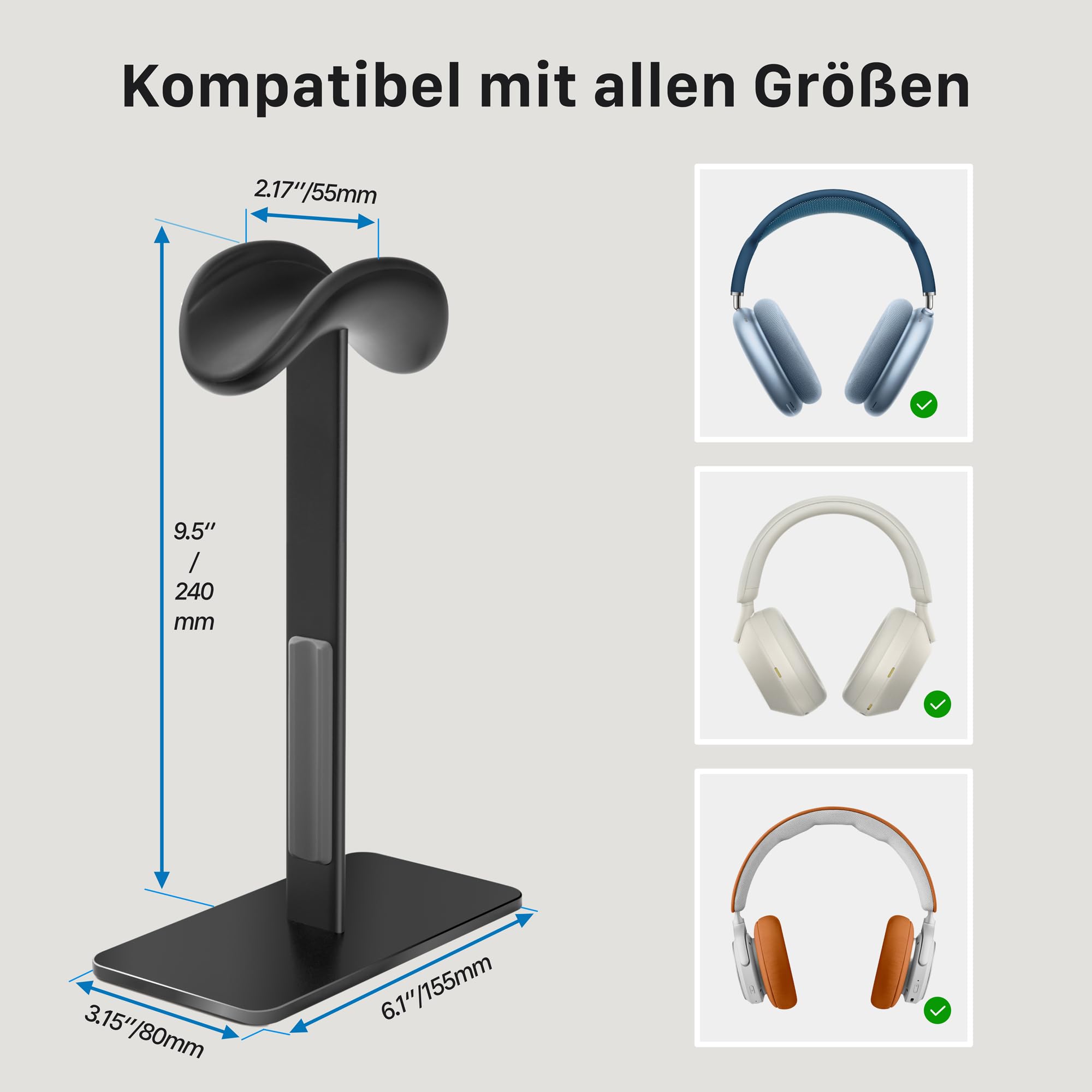 AirPods Max Ständer Aluminium Kopfhörerhalterung Schlafmodus rutschfest kratzschutz Schwarz