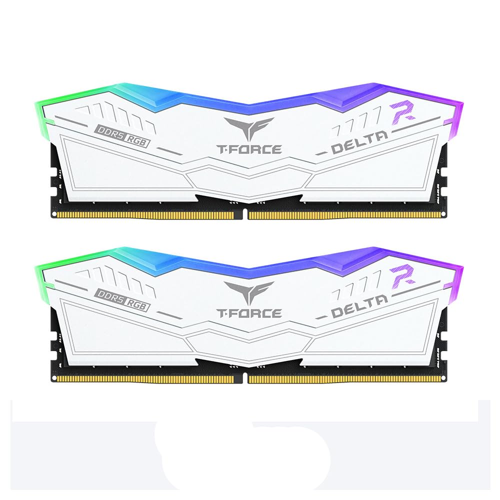 Team Group T-Force DELTA RGB DDR5 RAM, 6000 MHz, 32 GB (2 x 16 GB), CL30, memoria de escritorio con iluminación RGB, refrigeración PMIC, overclocking con un solo clic (negro)