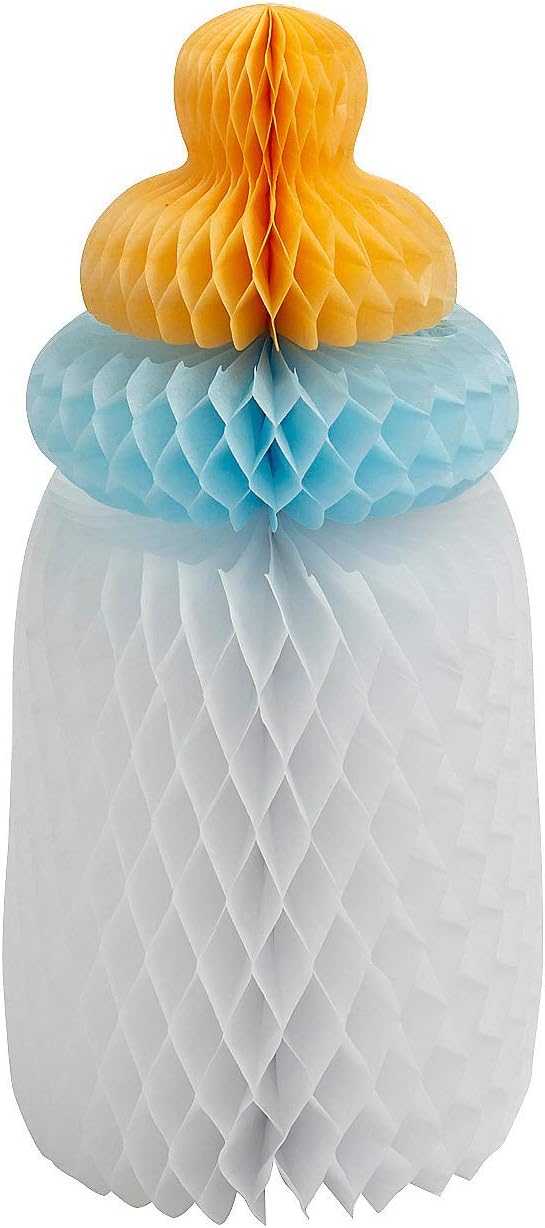 Fun Express Baby Bottles Honeycomb Centerpiece Blue - Party Decor - 3 Pieces