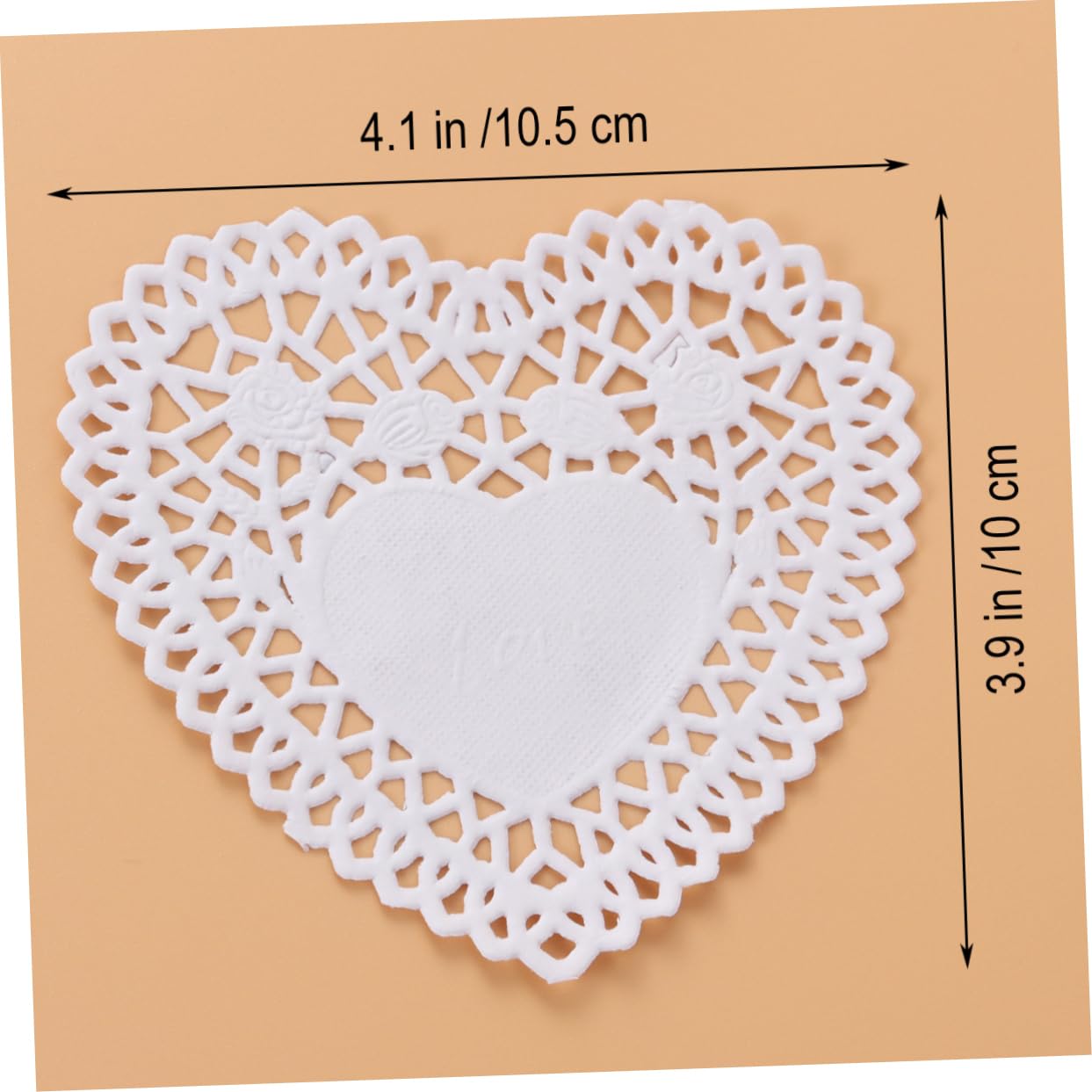 FUNOMOCYA 4 Inch Large Heart Doilies Paper Lace Food Doilies Oil Absorbing Paper Mats for Wedding Cake Decorations