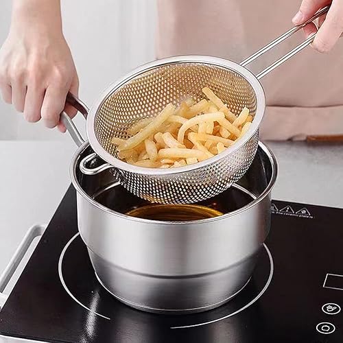 Miniatura 4 de Colador de lavabo de acero inoxidable con asa, colador de alimentos de cocina de malla fina, coladores grandes de metal para pasta, fideos, verduras