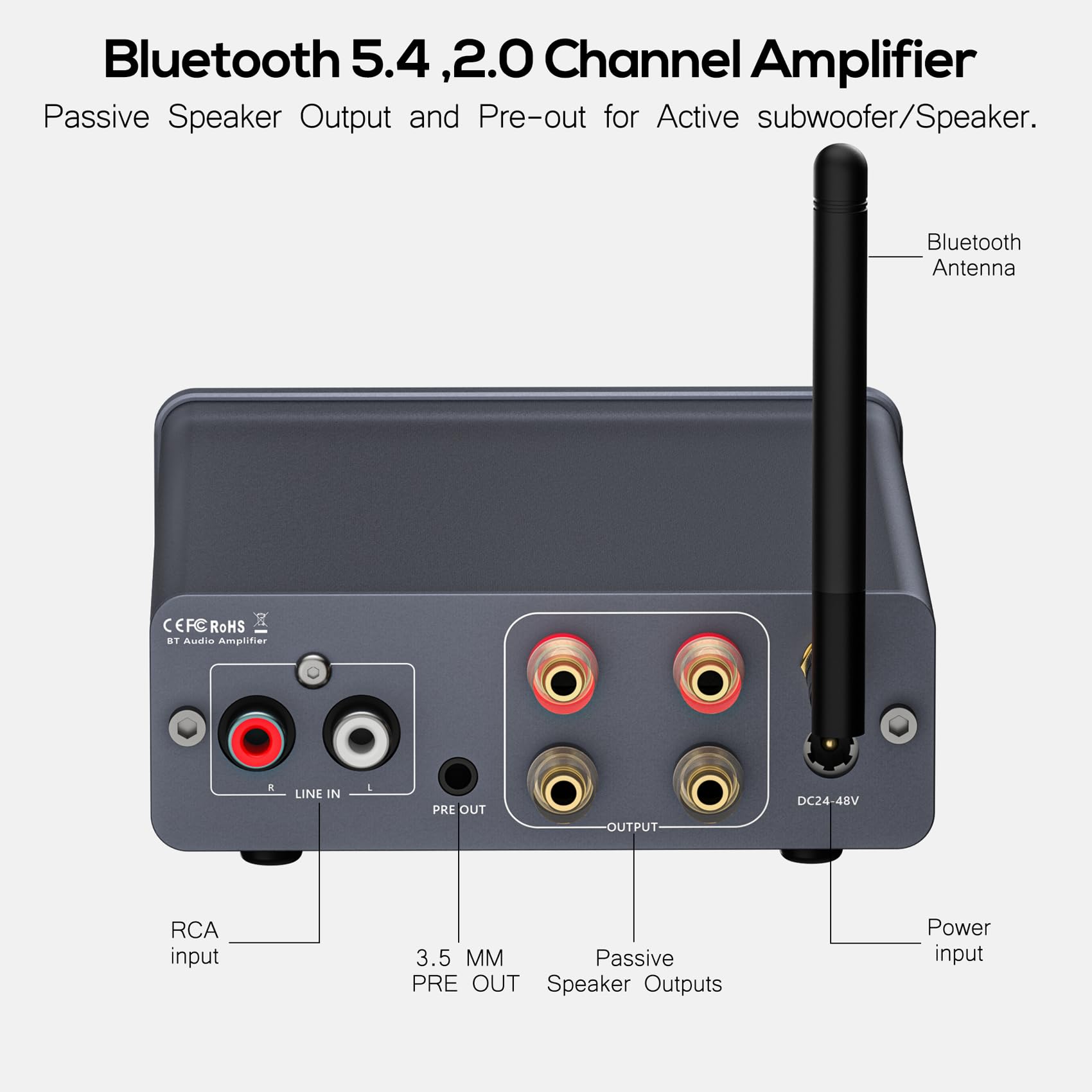 Jancane Audio Amplificatore Bluetooth 5.4, 600W TPA3255 Mini Amplificatore HiFi, Op-Amp Sostituibili, Amplificatore Stereo Casa Integrato Classe D 2.0 Canali per Altoparlanti Passivi da Home Theatre
