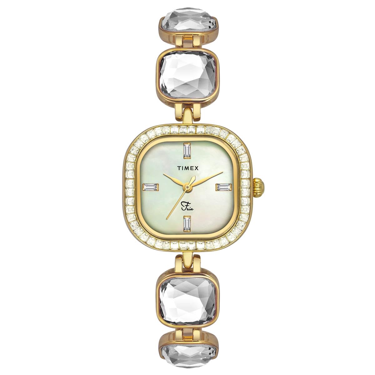 TIMEX Brass Fria Women Mother of Pearl Square Dial Analog Watch - Twel17106, Band_Gold (B0D95WR24X) Amazon Price History, Amazon Price Tracker