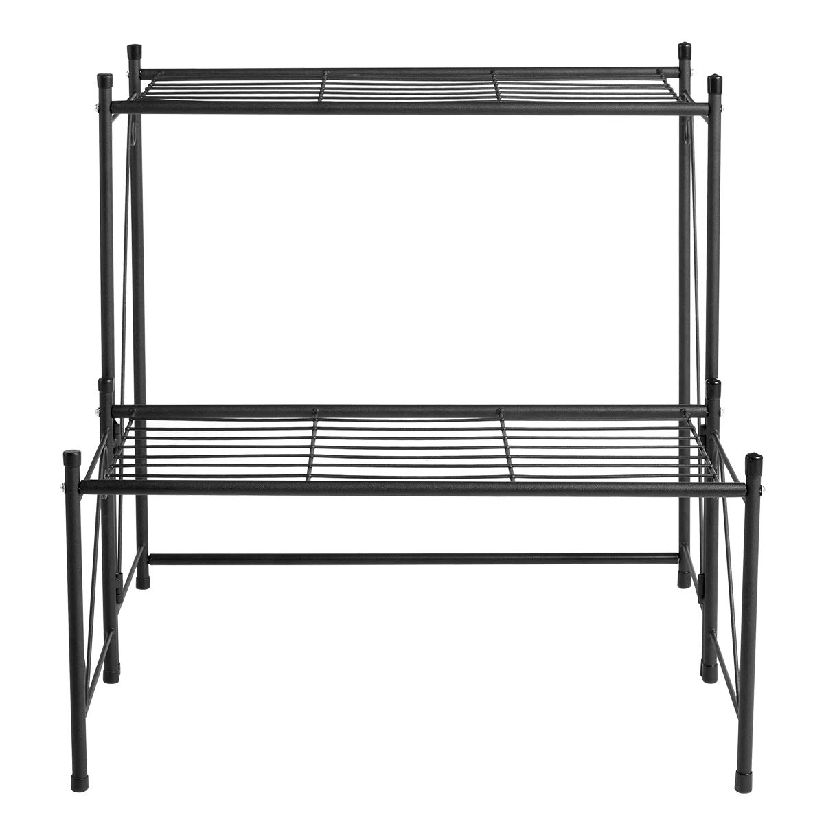 DOEWORKS 2 Tier Metal Plant Stand Storage Rack Shelf, Flower Pot Holder Display Shelf, Black