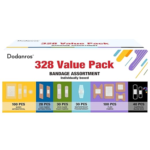Variety Bandages Pack,328ct Assorted Bulk Various Sizes, Shapes &Features | Sheer & Flex Fabric with Benzalkonium, ECO Bamboo Fabric, Waterproof, Cartoon Blind Box Fragrance Bandages