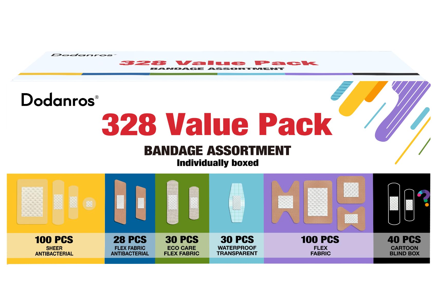 Variety Bandages Pack,328ct Assorted Bulk Various Sizes, Shapes &Features | Sheer & Flex Fabric with Benzalkonium, ECO Bamboo Fabric, Waterproof, Cartoon Blind Box Fragrance Bandages