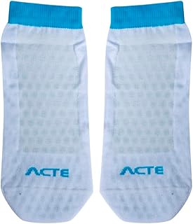 Acte, Meia para Pilates - Branco e Azul Turquesa Claro